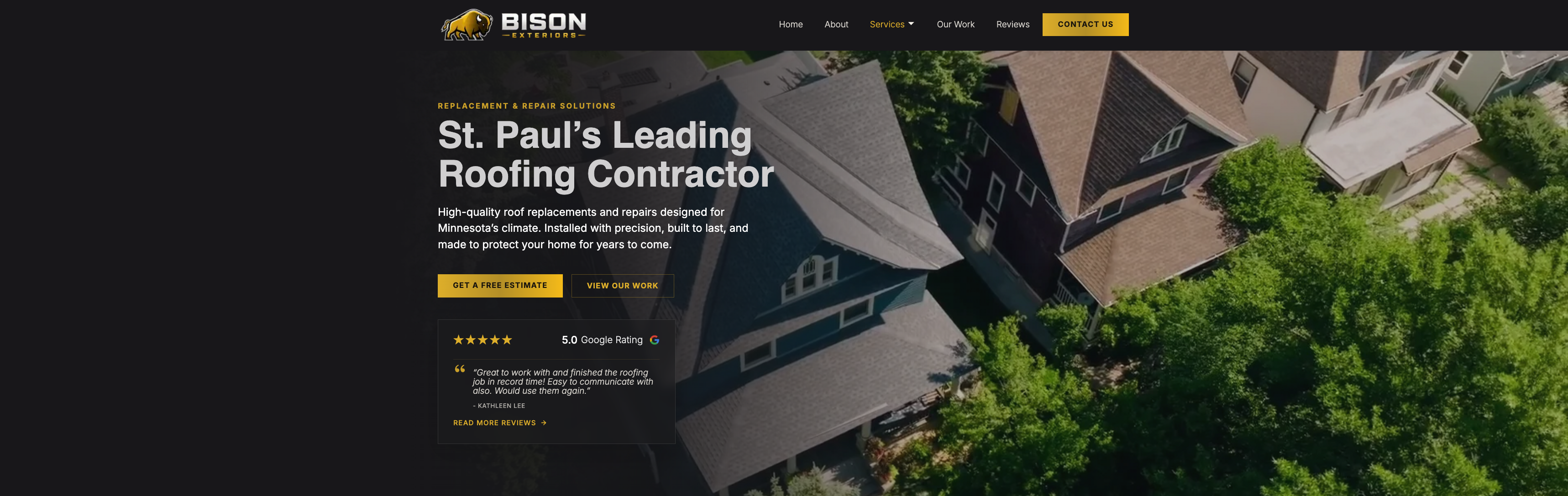 Bison Exteriors website shown on desktop